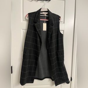 Pinstriped thigh length vest